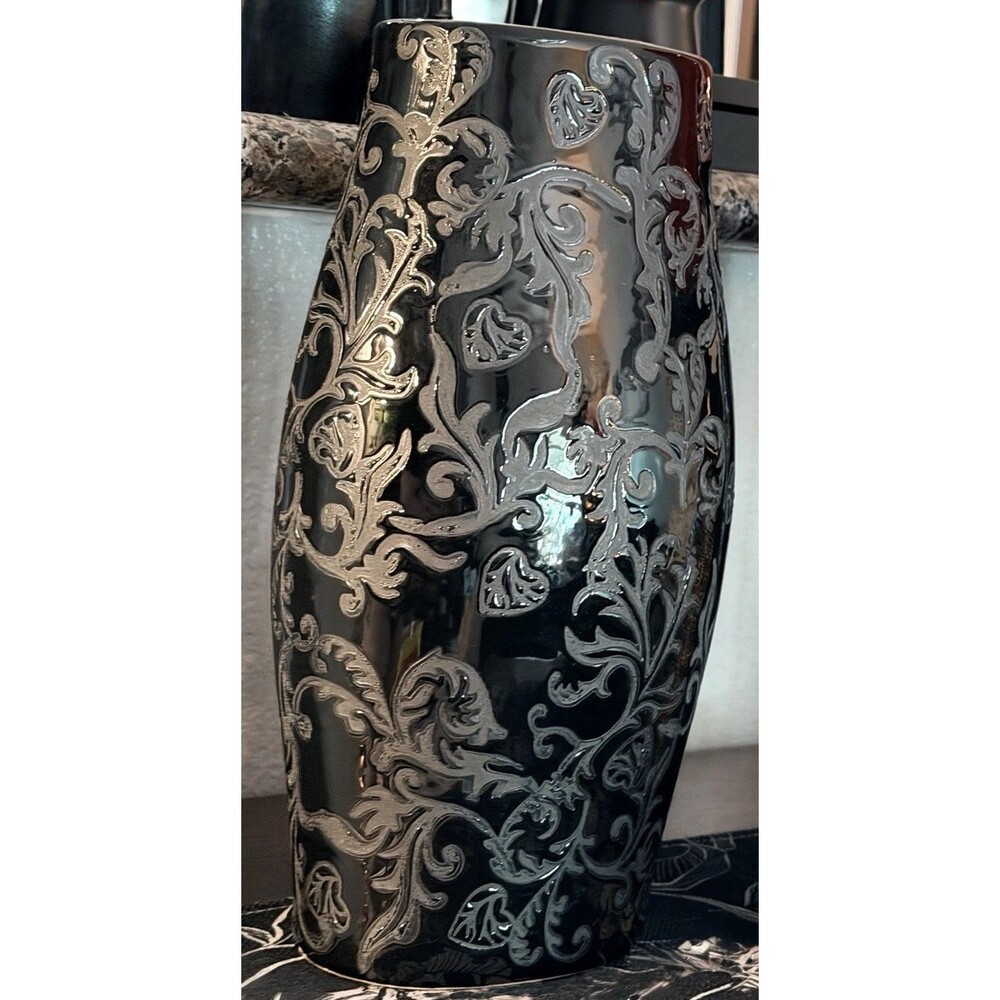 Gothic Baroque Black Ceramic Statement Vase